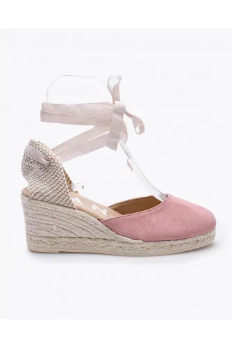 Découpés espadrilles en toile et suede avec ruban 60