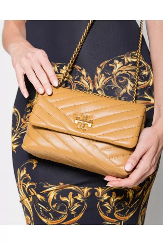 Kira Quilted Leather Shoulder Bag in Black - Tory Burch