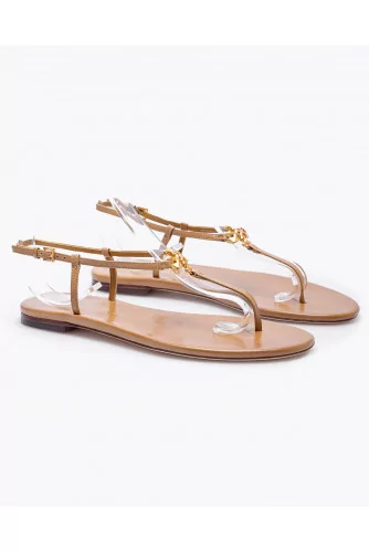 Capri Strap Sandals - Leather toe thong sandals with logo