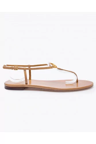 Capri Strap Sandals - Leather toe thong sandals with logo