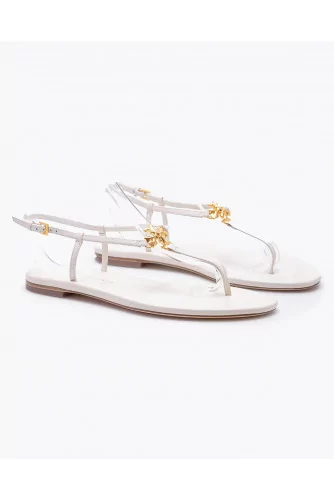 Capri Strap Sandals - Leather toe thong sandals with logo