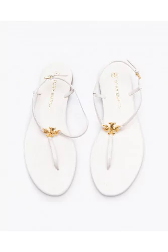 Capri Strap Sandals - Leather toe thong sandals with logo