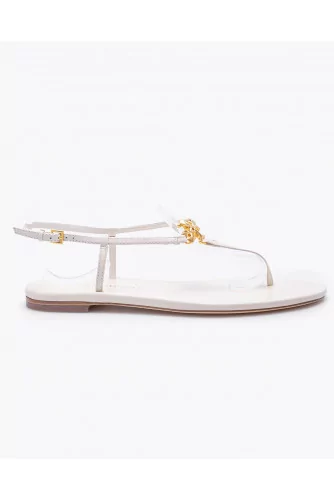 Capri Strap Sandals - Leather toe thong sandals with logo
