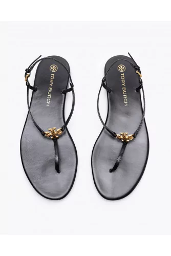 Capri Strap Sandals - Leather toe thong sandals with logo