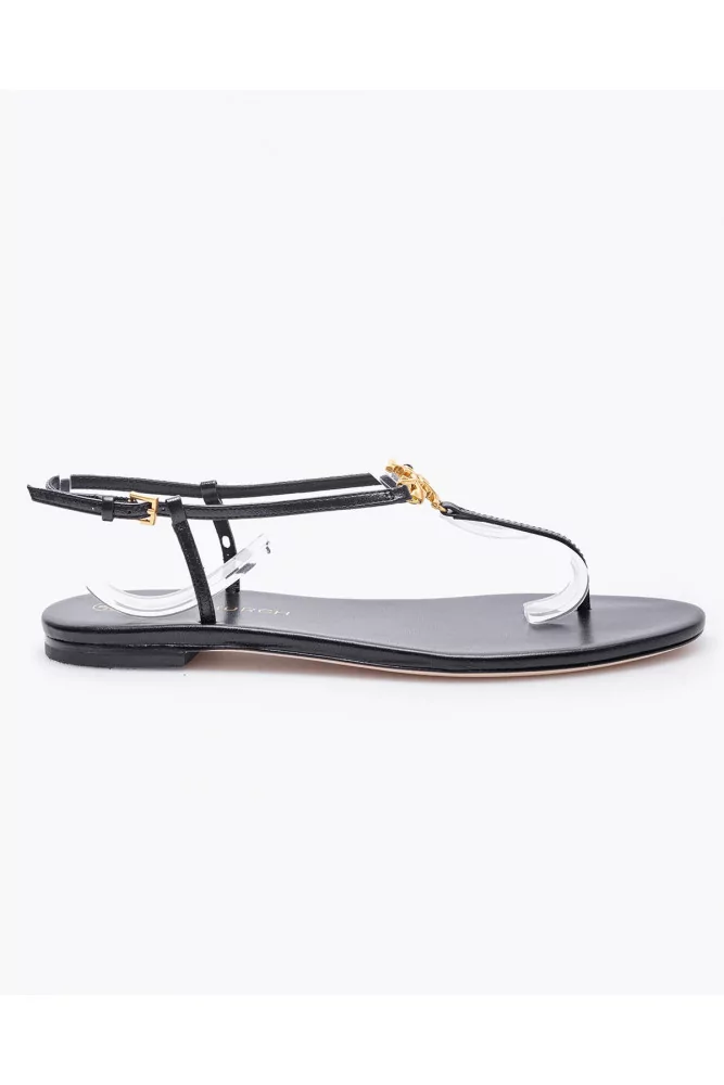 Capri Strap Sandals - Leather toe thong sandals with logo