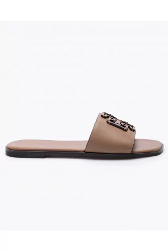 Ines Slides - Calf leather mules with logo