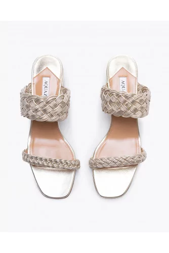 Metallized braided leather mules 50