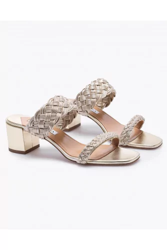 Metallized braided leather mules 50