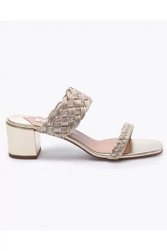 Metallized braided leather mules 50