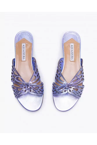 Achat Metallized leather mules with butterfly cut outs - Jacques-loup
