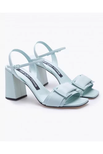 Leather high-heeled sandals decorated with buckle 80