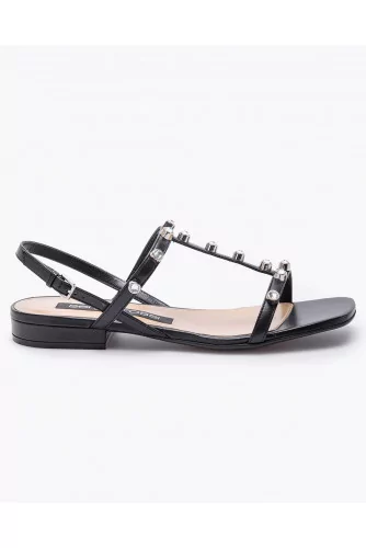 Achat Leather sandals with rhinestones - Jacques-loup