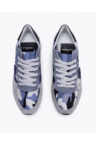 Tropez X - Split leather sneakers with yokes and camouflage print