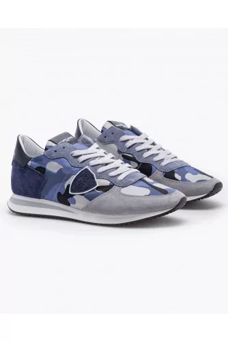 Tropez X - Split leather sneakers with yokes and camouflage print