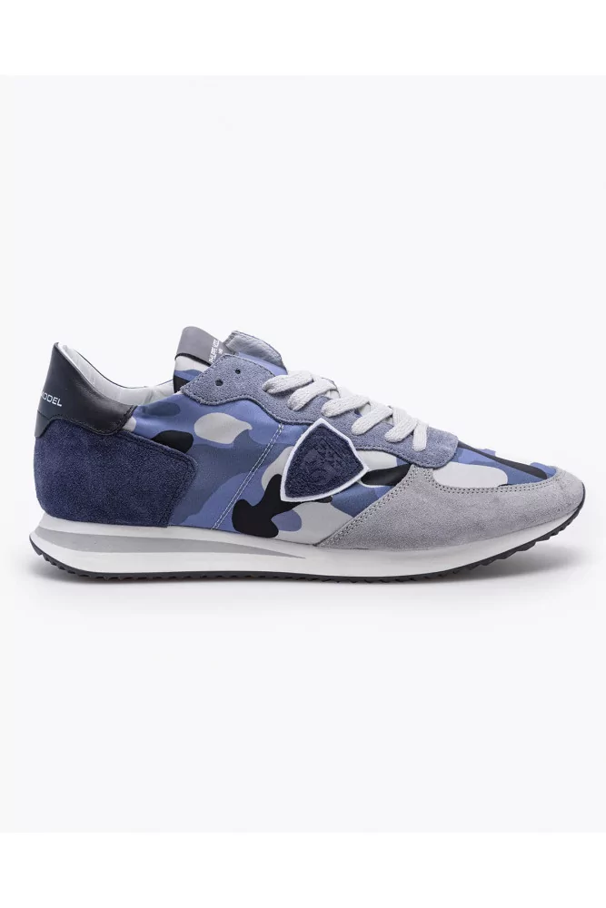 Tropez X - Split leather sneakers with yokes and camouflage print