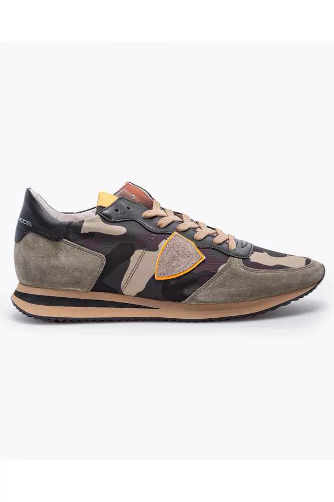 Tropez X - Split leather sneakers with yokes and camouflage print