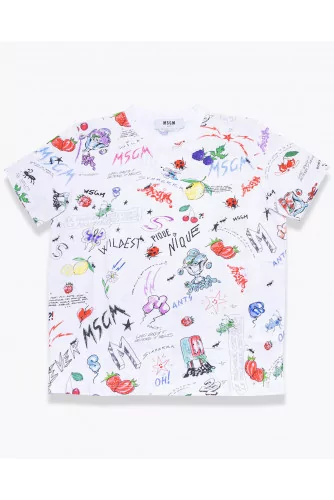 Achat T shirt en jersey coton avec imprimé multicolore - Jacques-loup