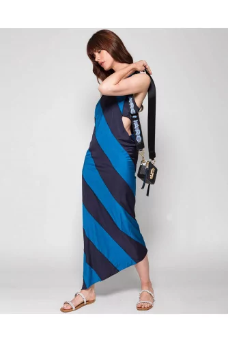 Striped jersey and viscose tank top dress