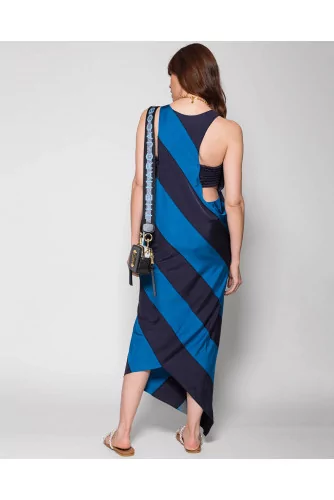 Striped jersey and viscose tank top dress