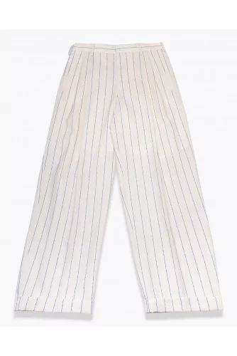 Wool crepe trousers with embroidered stripes