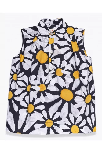 Cotton poplin shirt with daisy print
