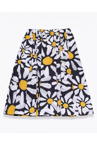 Cotton poplin skirt with daisy print