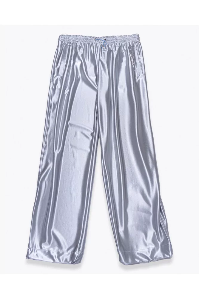 Khrisjoy - Oversize jogging pants in silver satin, for women