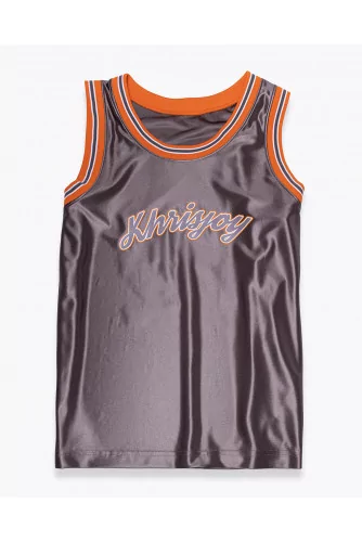 Tank top de sport oversize en satin avec logo