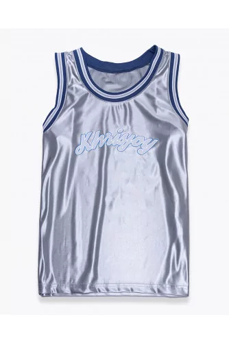 Satin oversized sporty tank top with logo