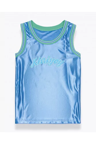 Satin oversized sporty tank top with logo