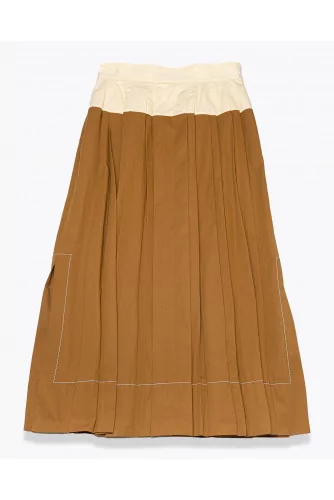 Achat Two-tone flared pleated skirt in poplin cotton - Jacques-loup