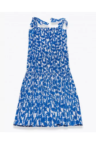 Cotton strap dress with floral print