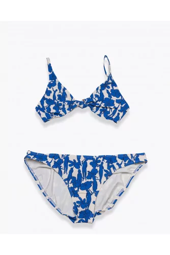 Two-piece jersey swimsuit with floral print