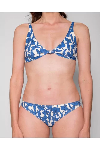 Two-piece jersey swimsuit with floral print