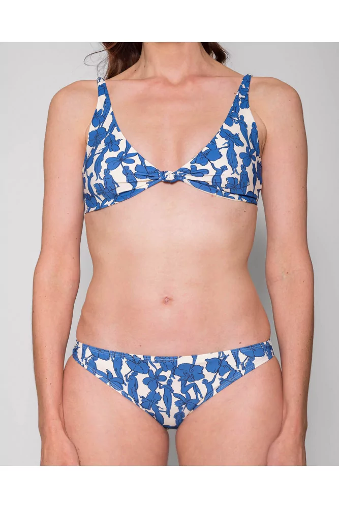 Two-piece jersey swimsuit with floral print