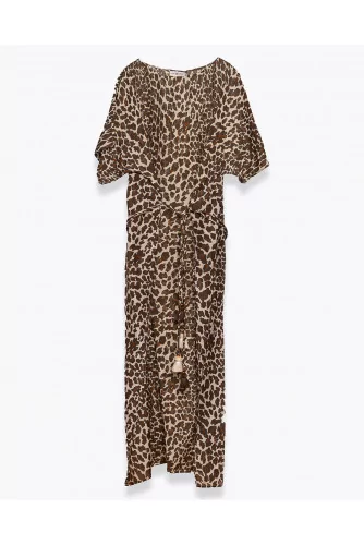 Achat Long dress in leopard printed cotton veil - Jacques-loup