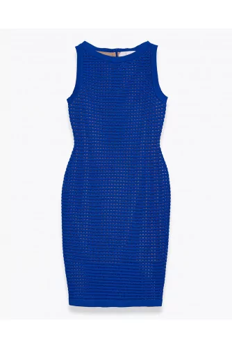 Sleeveless midi dress in cotton and elastane