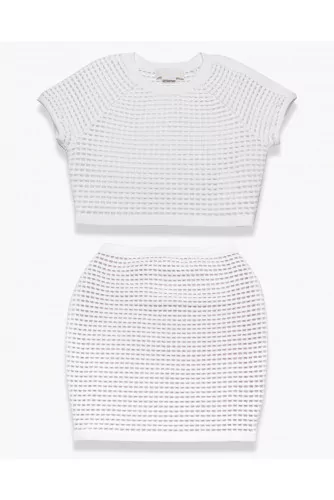 Top and mini skirt set in elastane and cotton