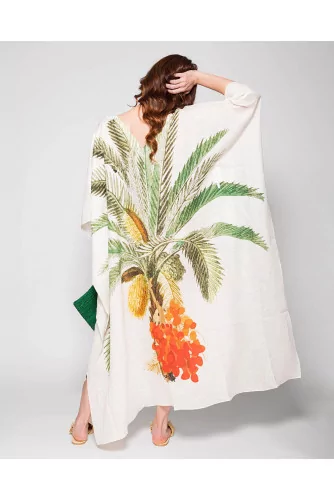 Morena Midi - Kaftan en lin avec grand imprimé palmier