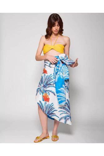 Capurgana Skirt - Paréo réversible en lin avec imprimé palmier