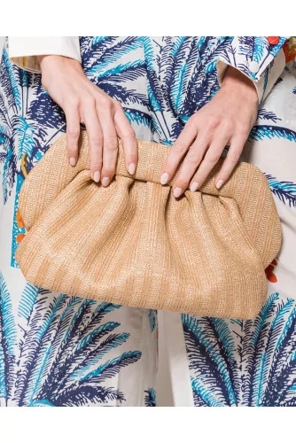 Large clutch bag made of eco-responsible raffia