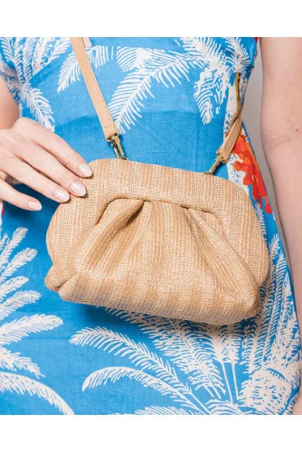 Mini clutch bag made of eco-responsible raffia