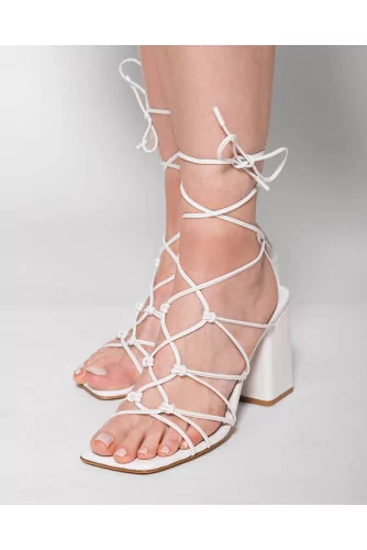 Sandales spartiates à talons en cuir nappa avec lacets 85