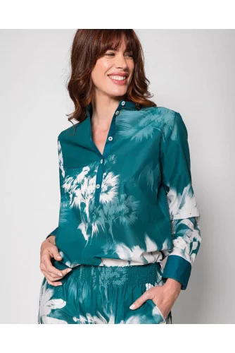Melia - Cotton veil tunic shirt with split on the sides LS