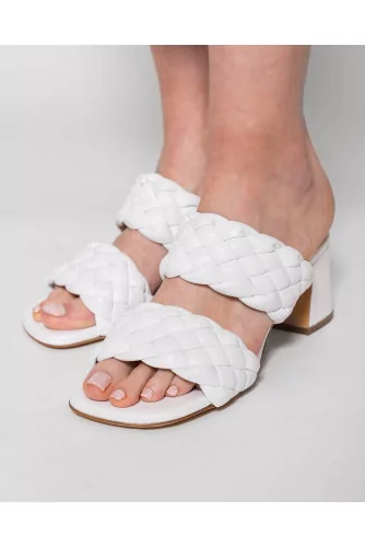 Braided leather mules 55