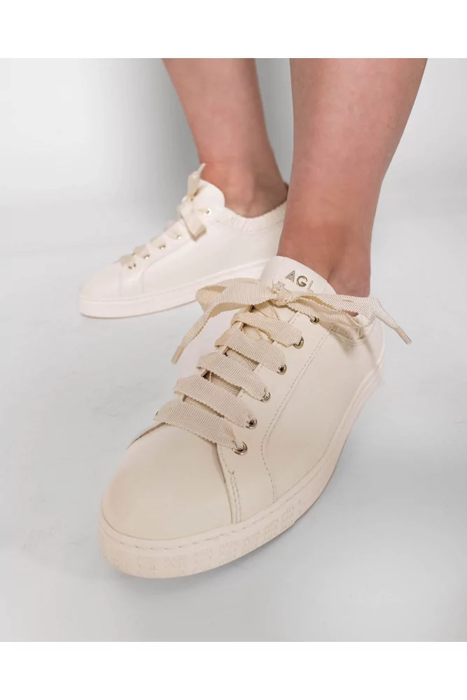 AGL - Baskets en cuir nappa avec élastique souple 36 1/2 blanc