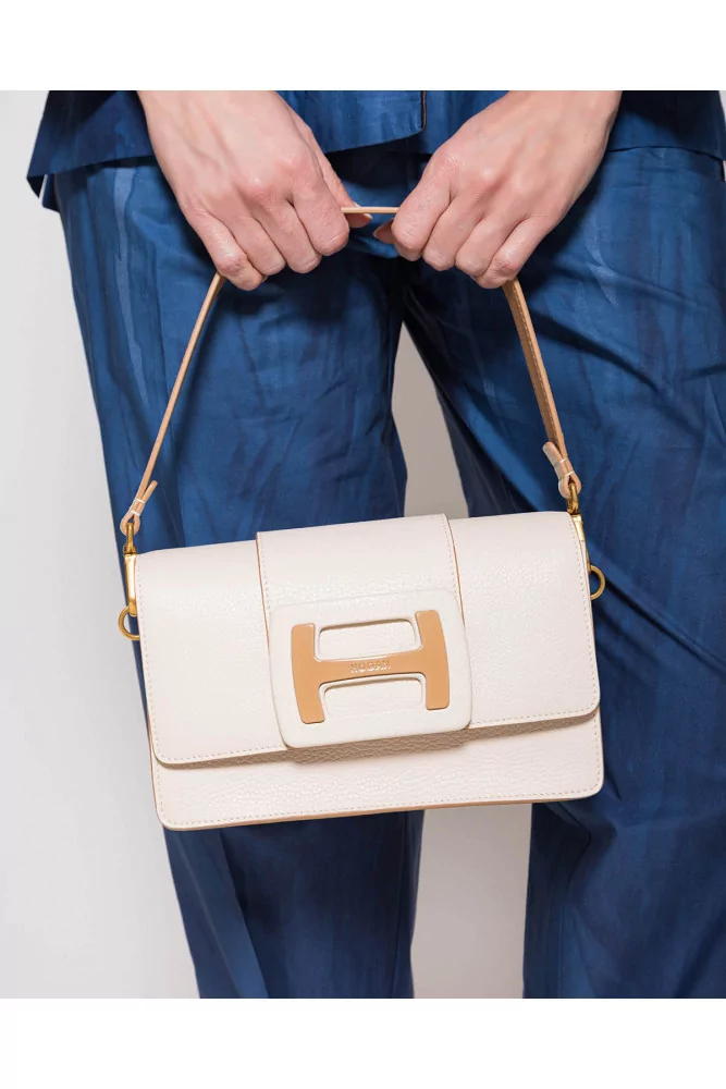 Hogan - Sac à main en cuir grainé avec rabat - blanc