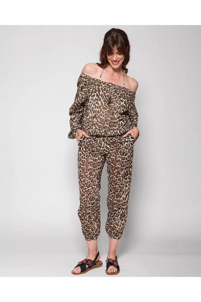 Tory Burch - Cotton veil pant suit with leopard print, for women