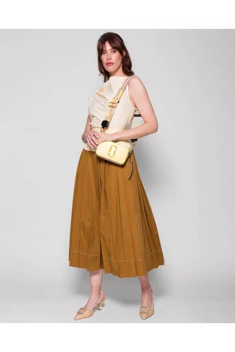 Two-tone flared pleated skirt in poplin cotton