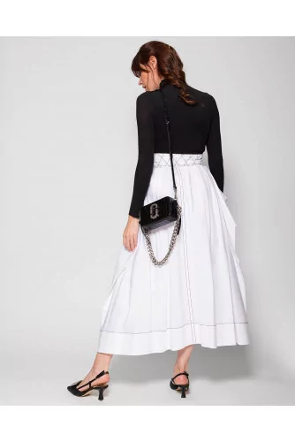 Long cotton poplin skirt with large pockets